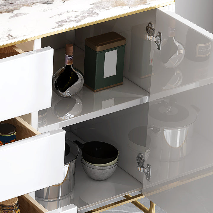 Glam Style Credenza Stone Buffet crédenza avec des tiroirs et des armoires