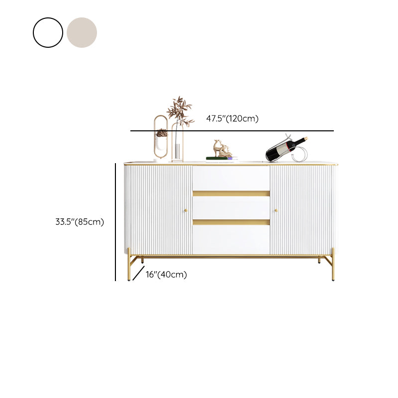 Glam Style Credenza Stone Buffet crédenza avec des tiroirs et des armoires