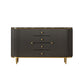 Stone Buffet Table Glam Buffet Credenza with Drawers and Cabinets 71"L x 16"W x 36"H Black Clearhalo 'buffet_sideboard' 'Buffets & Sideboards' 'furn' 'furn_buffet_sideboard' 'Furniture' 'Kitchen & Dining Furniture' 6794006