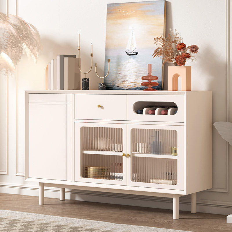 Glam Style Credenza Stone Glass Doors Buffet Sideboard with Drawers and Cabinets Clearhalo 'buffet_sideboard' 'Buffets & Sideboards' 'furn' 'furn_buffet_sideboard' 'Furniture' 'Kitchen & Dining Furniture' 6794062