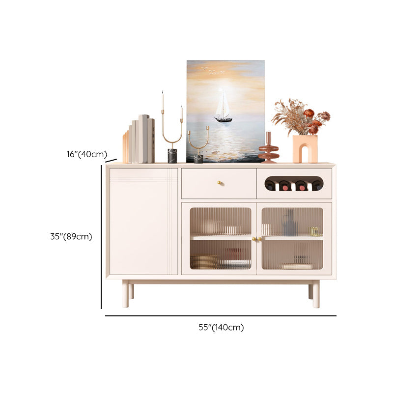 Glam Style Credenza Stone Glass Doors Buffet Sideboard with Drawers and Cabinets Clearhalo 'buffet_sideboard' 'Buffets & Sideboards' 'furn' 'furn_buffet_sideboard' 'Furniture' 'Kitchen & Dining Furniture' 6794071