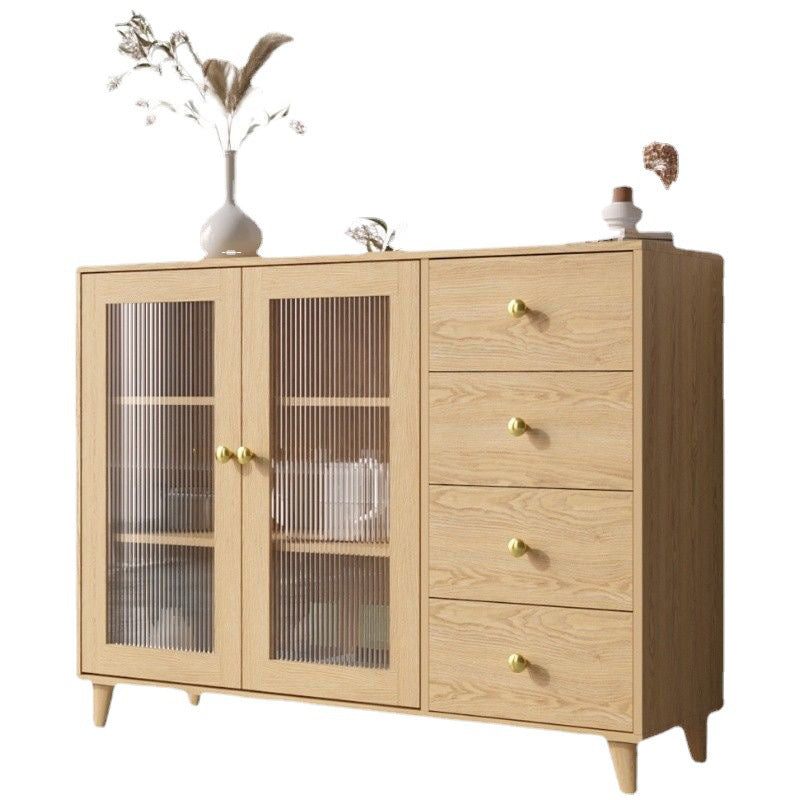 Server di porte di vetro contemporanee di credenza in legno con armadi e cassetti