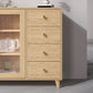 Server di porte di vetro contemporanee di credenza in legno con armadi e cassetti