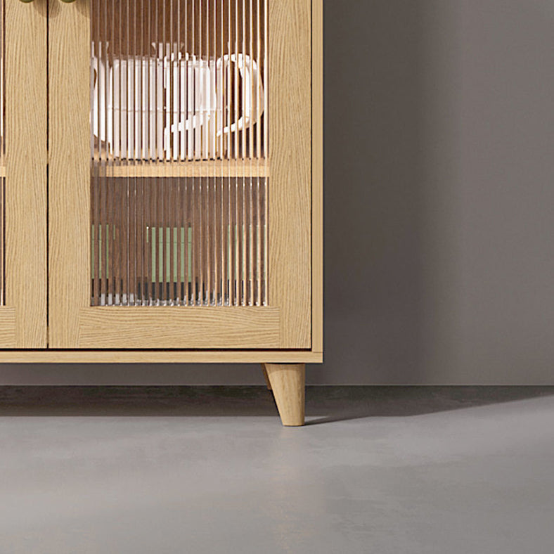 Server di porte di vetro contemporanee di credenza in legno con armadi e cassetti