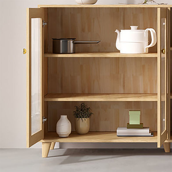 Server di porte di vetro contemporanee di credenza in legno con armadi e cassetti