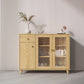 Server di porte di vetro contemporanee di credenza in legno con armadi e cassetti