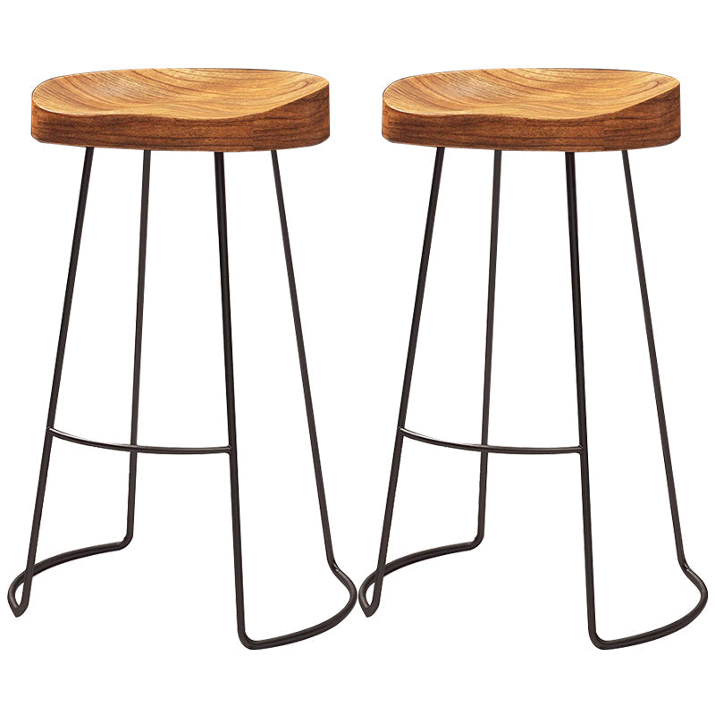 Modern Solid Wood Dining Stools Armless Bar Stools with Metal Base 2 Piece Set Clearhalo 'Bar Furniture' 'Bar Stools' 'bar_stools' 'furn' 'furn_bar_stools' 'Furniture' 'Kitchen & Dining Furniture' 6794111