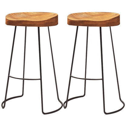 Modern Solid Wood Dining Stools Armless Bar Stools with Metal Base 2 Piece Set Clearhalo 'Bar Furniture' 'Bar Stools' 'bar_stools' 'furn' 'furn_bar_stools' 'Furniture' 'Kitchen & Dining Furniture' 6794111