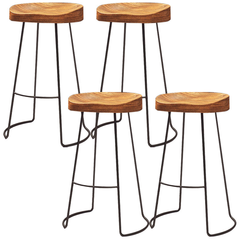 Modern Solid Wood Dining Stools Armless Bar Stools with Metal Base 4 Piece Set Clearhalo 'Bar Furniture' 'Bar Stools' 'bar_stools' 'furn' 'furn_bar_stools' 'Furniture' 'Kitchen & Dining Furniture' 6794112
