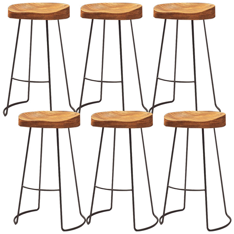 Modern Solid Wood Dining Stools Armless Bar Stools with Metal Base 6 Piece Set Clearhalo 'Bar Furniture' 'Bar Stools' 'bar_stools' 'furn' 'furn_bar_stools' 'Furniture' 'Kitchen & Dining Furniture' 6794114