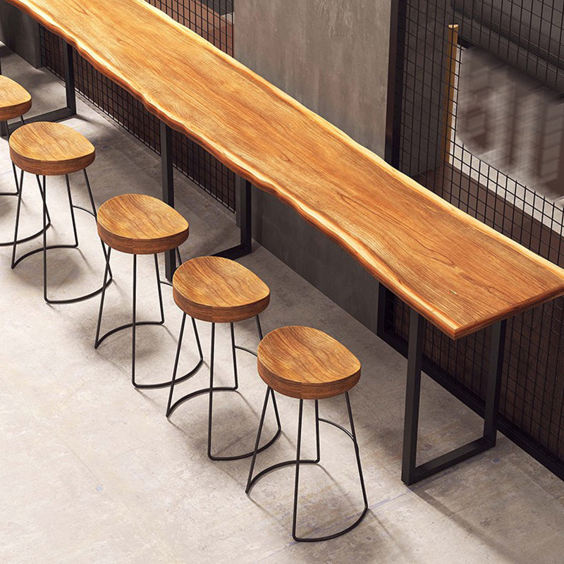 Modern Solid Wood Dining Stools Armless Bar Stools with Metal Base Clearhalo 'Bar Furniture' 'Bar Stools' 'bar_stools' 'furn' 'furn_bar_stools' 'Furniture' 'Kitchen & Dining Furniture' 6794117