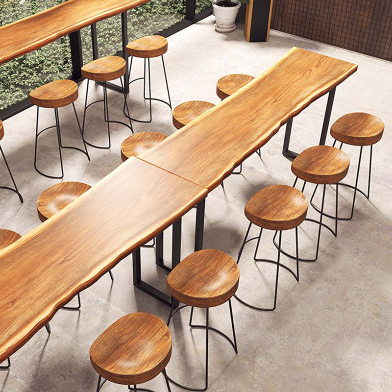 Modern Solid Wood Dining Stools Armless Bar Stools with Metal Base Clearhalo 'Bar Furniture' 'Bar Stools' 'bar_stools' 'furn' 'furn_bar_stools' 'Furniture' 'Kitchen & Dining Furniture' 6794120