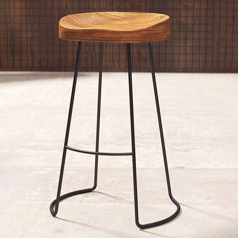 Modern Solid Wood Dining Stools Armless Bar Stools with Metal Base Clearhalo 'Bar Furniture' 'Bar Stools' 'bar_stools' 'furn' 'furn_bar_stools' 'Furniture' 'Kitchen & Dining Furniture' 6794121