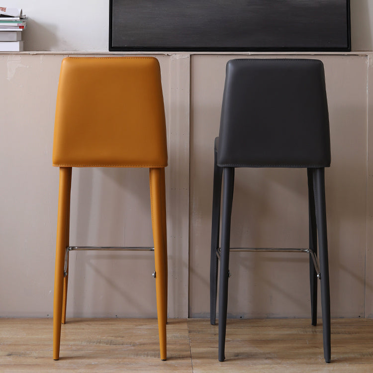 Tabouret de bar moderne avec dossier en cuir, tabouret de comptoir pour salon