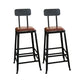 Industrial Faux Leather Dining Stool Low Back Bar Stool with Cushion