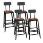 Industrial Faux Leather Dining Stool Low Back Bar Stool with Cushion