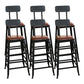Industrial Faux Leather Dining Stool Low Back Bar Stool with Cushion