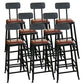 Industrial Faux Leather Dining Stool Low Back Bar Stool with Cushion