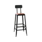 Industrial Faux Leather Dining Stool Low Back Bar Stool with Cushion