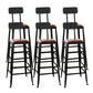 Industrial Faux Leather Dining Stool Low Back Bar Stool with Cushion