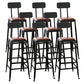 Industrial Faux Leather Dining Stool Low Back Bar Stool with Cushion