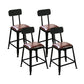 Industrial Faux Leather Dining Stool Low Back Bar Stool with Cushion