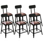 Industrial Faux Leather Dining Stool Low Back Bar Stool with Cushion