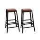 Industrial Faux Leather Dining Stool Low Back Bar Stool with Cushion