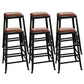 Industrial Faux Leather Dining Stool Low Back Bar Stool with Cushion