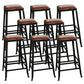 Industrial Faux Leather Dining Stool Low Back Bar Stool with Cushion