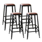 Industrial Faux Leather Dining Stool Low Back Bar Stool with Cushion