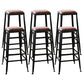 Industrial Faux Leather Dining Stool Low Back Bar Stool with Cushion