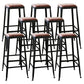 Industrial Faux Leather Dining Stool Low Back Bar Stool with Cushion