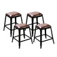 Industrial Faux Leather Dining Stool Low Back Bar Stool with Cushion