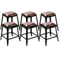 Industrial Faux Leather Dining Stool Low Back Bar Stool with Cushion