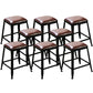 Industrial Faux Leather Dining Stool Low Back Bar Stool with Cushion