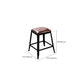 Industrial Faux Leather Dining Stool Low Back Bar Stool with Cushion