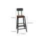 Industrial Faux Leather Dining Stool Low Back Bar Stool with Cushion