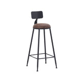 Industrial Dining Stools Low Back Bar Stools with Black Metal Base