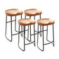 Modern Backless Stools with Metal Base Light Brown Counter & Bar Stools