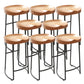 Modern Backless Stools with Metal Base Light Brown Counter & Bar Stools