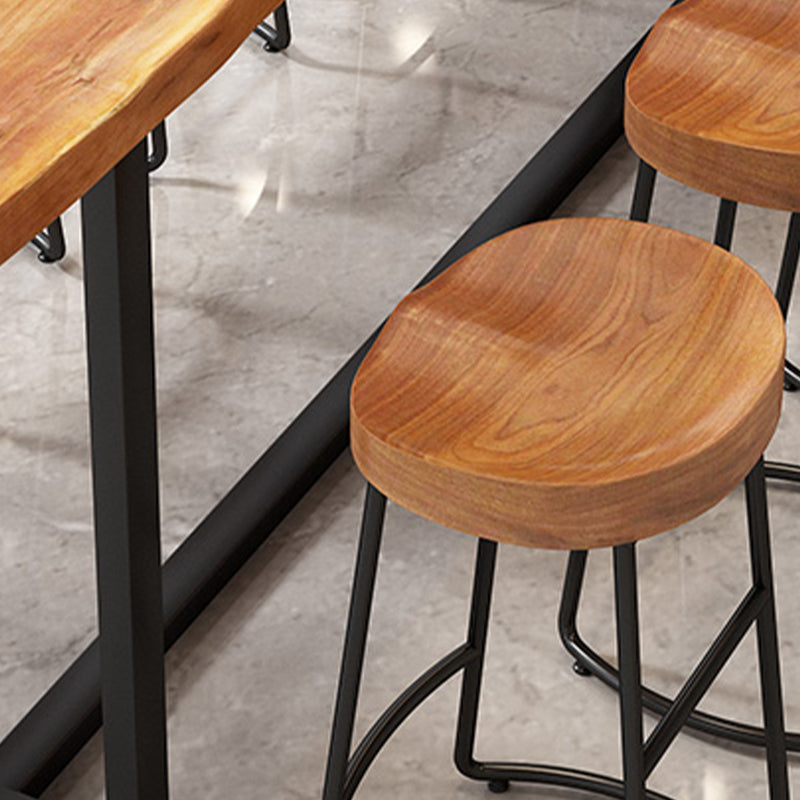 Modern Backless Stools with Metal Base Light Brown Counter & Bar Stools