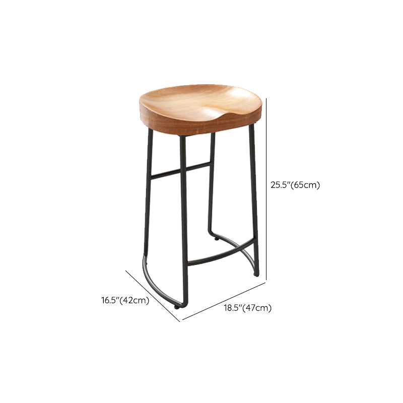 Modern Backless Stools with Metal Base Light Brown Counter & Bar Stools