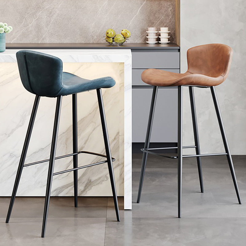 Modern Upholstered Stools with Metal Legs Matte Finish Indoor Counter & Bar Stools Clearhalo 'Bar Furniture' 'Bar Stools' 'bar_stools' 'furn' 'furn_bar_stools' 'Furniture' 'Kitchen & Dining Furniture' 6794297