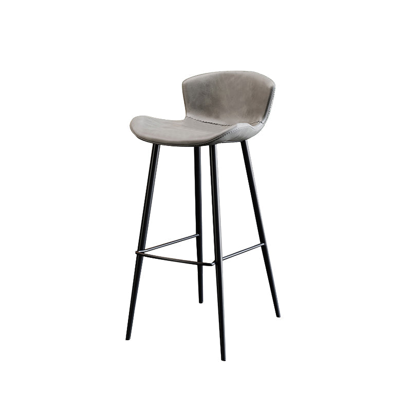 Modern Upholstered Stools with Metal Legs Matte Finish Indoor Counter & Bar Stools Gray 1 Piece Clearhalo 'Bar Furniture' 'Bar Stools' 'bar_stools' 'furn' 'furn_bar_stools' 'Furniture' 'Kitchen & Dining Furniture' 6794298