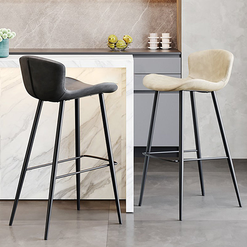 Modern Upholstered Stools with Metal Legs Matte Finish Indoor Counter & Bar Stools Clearhalo 'Bar Furniture' 'Bar Stools' 'bar_stools' 'furn' 'furn_bar_stools' 'Furniture' 'Kitchen & Dining Furniture' 6794299