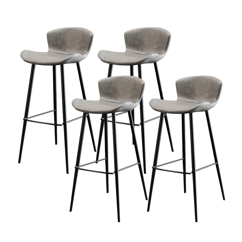 Modern Upholstered Stools with Metal Legs Matte Finish Indoor Counter & Bar Stools Gray 4 Piece Set Clearhalo 'Bar Furniture' 'Bar Stools' 'bar_stools' 'furn' 'furn_bar_stools' 'Furniture' 'Kitchen & Dining Furniture' 6794301