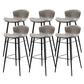 Modern Upholstered Stools with Metal Legs Matte Finish Indoor Counter & Bar Stools Gray 6 Piece Set Clearhalo 'Bar Furniture' 'Bar Stools' 'bar_stools' 'furn' 'furn_bar_stools' 'Furniture' 'Kitchen & Dining Furniture' 6794304