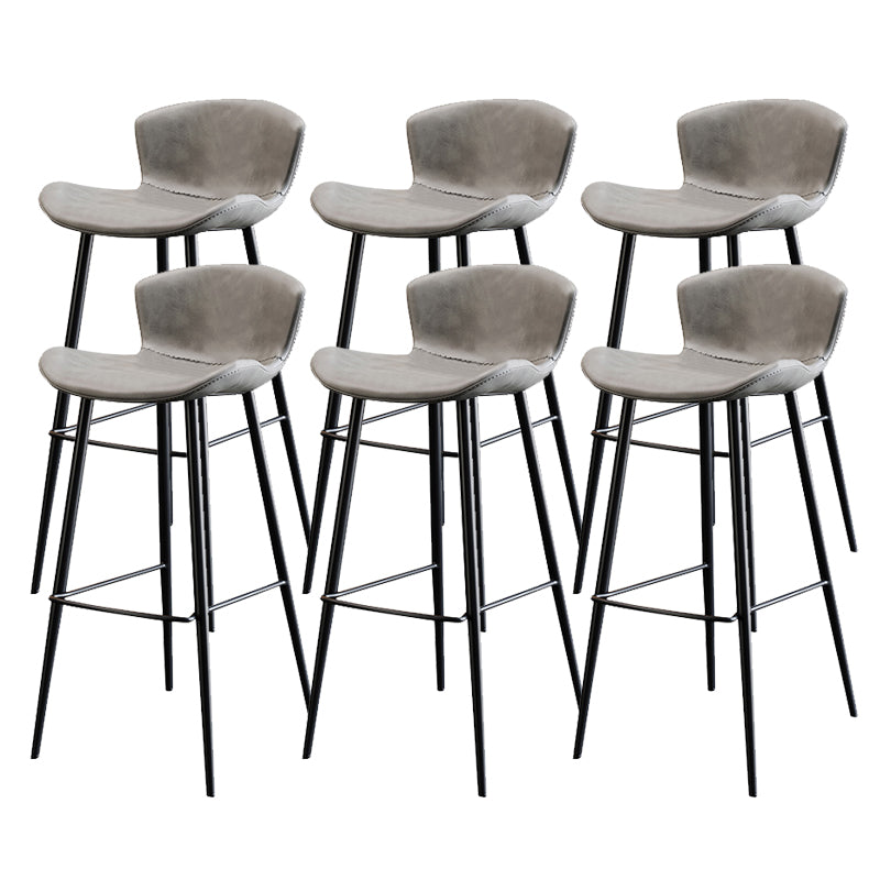 Modern Upholstered Stools with Metal Legs Matte Finish Indoor Counter & Bar Stools Gray 6 Piece Set Clearhalo 'Bar Furniture' 'Bar Stools' 'bar_stools' 'furn' 'furn_bar_stools' 'Furniture' 'Kitchen & Dining Furniture' 6794304