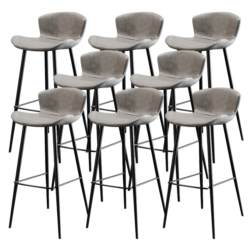 Modern Upholstered Stools with Metal Legs Matte Finish Indoor Counter & Bar Stools Gray 8 Piece Set Clearhalo 'Bar Furniture' 'Bar Stools' 'bar_stools' 'furn' 'furn_bar_stools' 'Furniture' 'Kitchen & Dining Furniture' 6794306